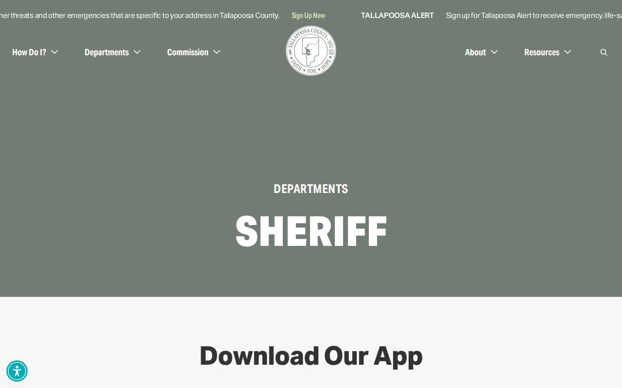 Tallapoosa County Sheriff's Department page with arrest and jail information