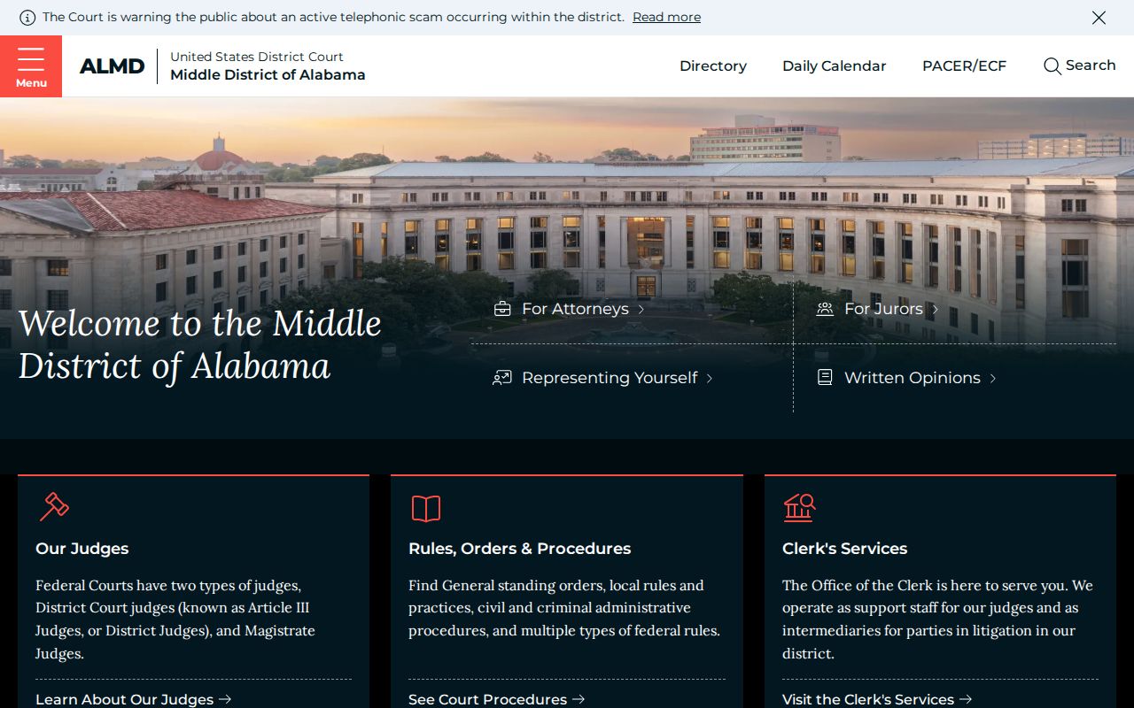 United States District Court for the Middle District of Alabama homepage