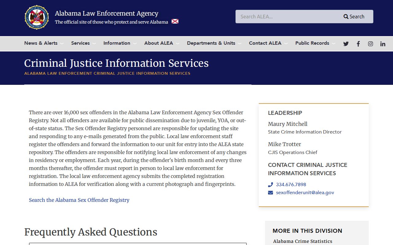 Tallapoosa County sex offender registry update and reporting information from ALEA
